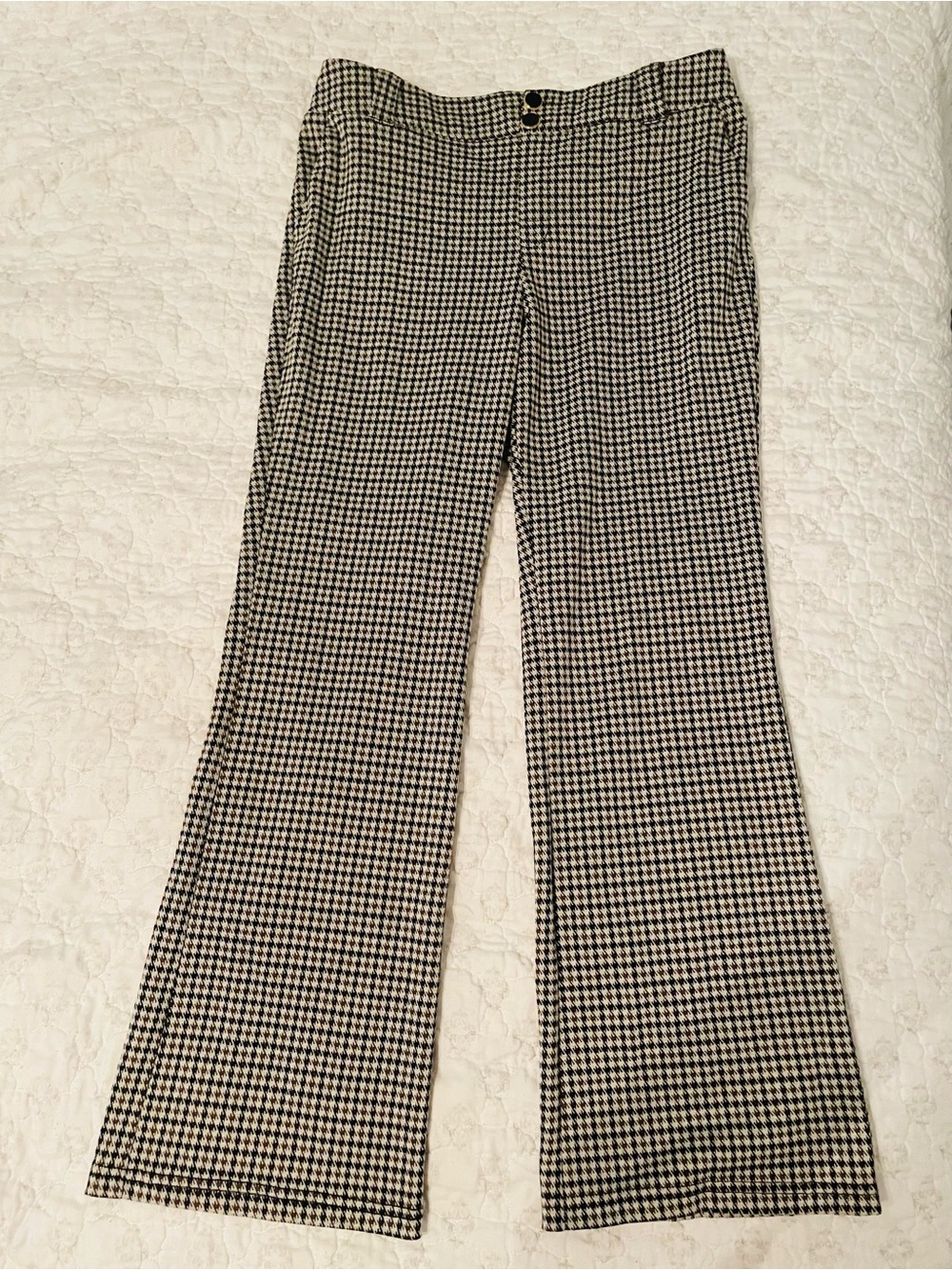 Cato Houndstooth Straight Leg Pants - Black & Cream